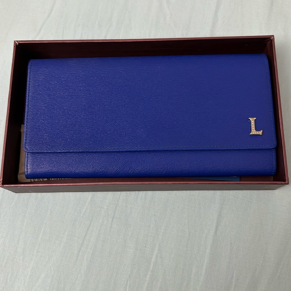 Blue Lancaster(made in Italy)🇮🇹 Leather Wallet with Diamond Accent. Brand new!